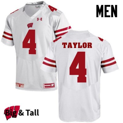 Men's Wisconsin Badgers NCAA #84 A.J. Taylor White Authentic Under Armour Big & Tall Stitched College Football Jersey EM31P63CO